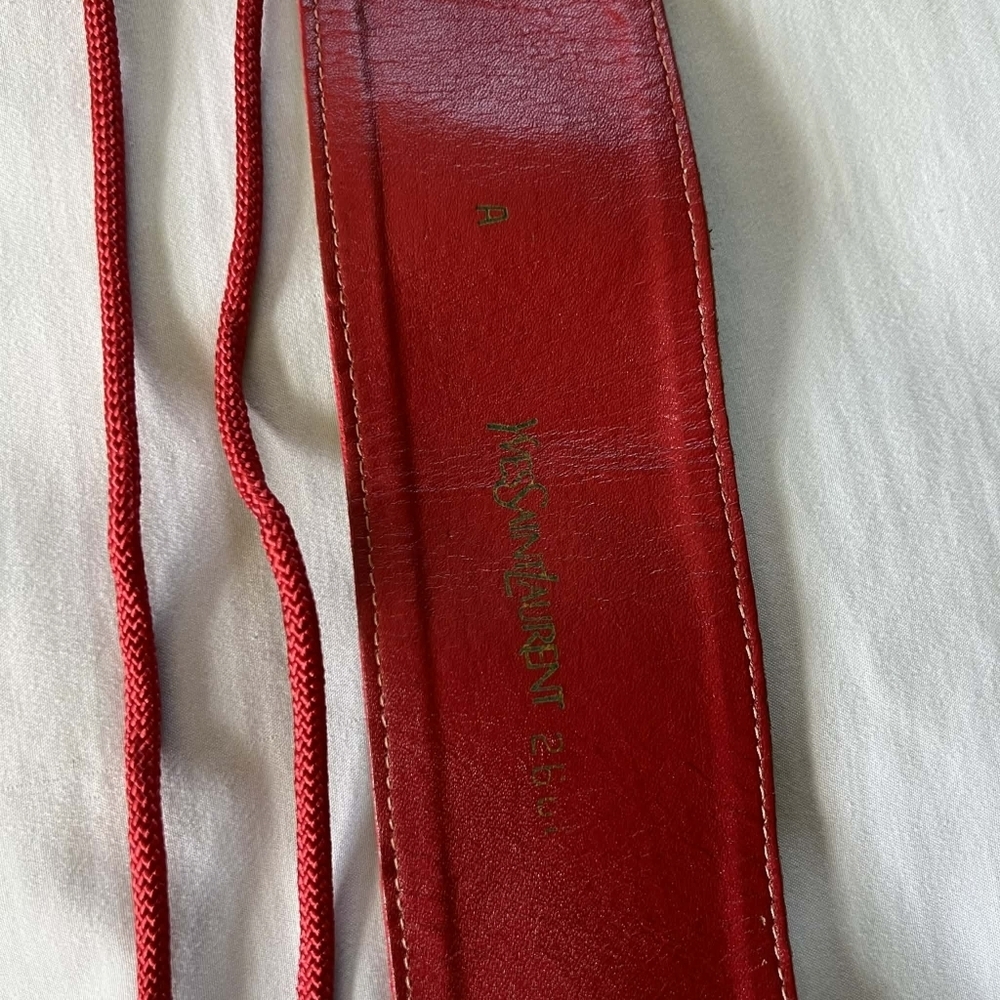 RARE Vintage Yves Saint Laurent 70s Russian Collection Red Tie Waist Belt - Picture 7 of 12